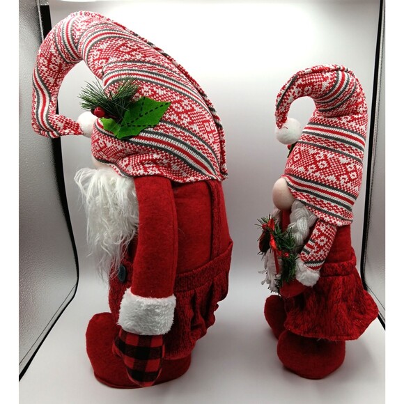 Christmas Holiday Plush Figurines Gnome Decor Set of 4 Knit Festive Seasonal - Picture 4 of 15